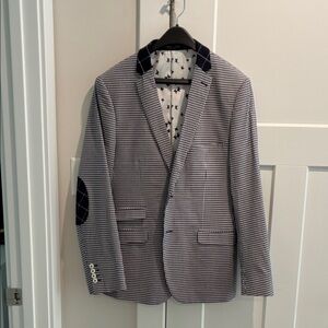 Paisley & Gray Men's Classic Checkered Blazer with Navy Accents Slim Fit